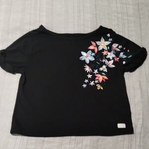 Black Floral Embroidered Top